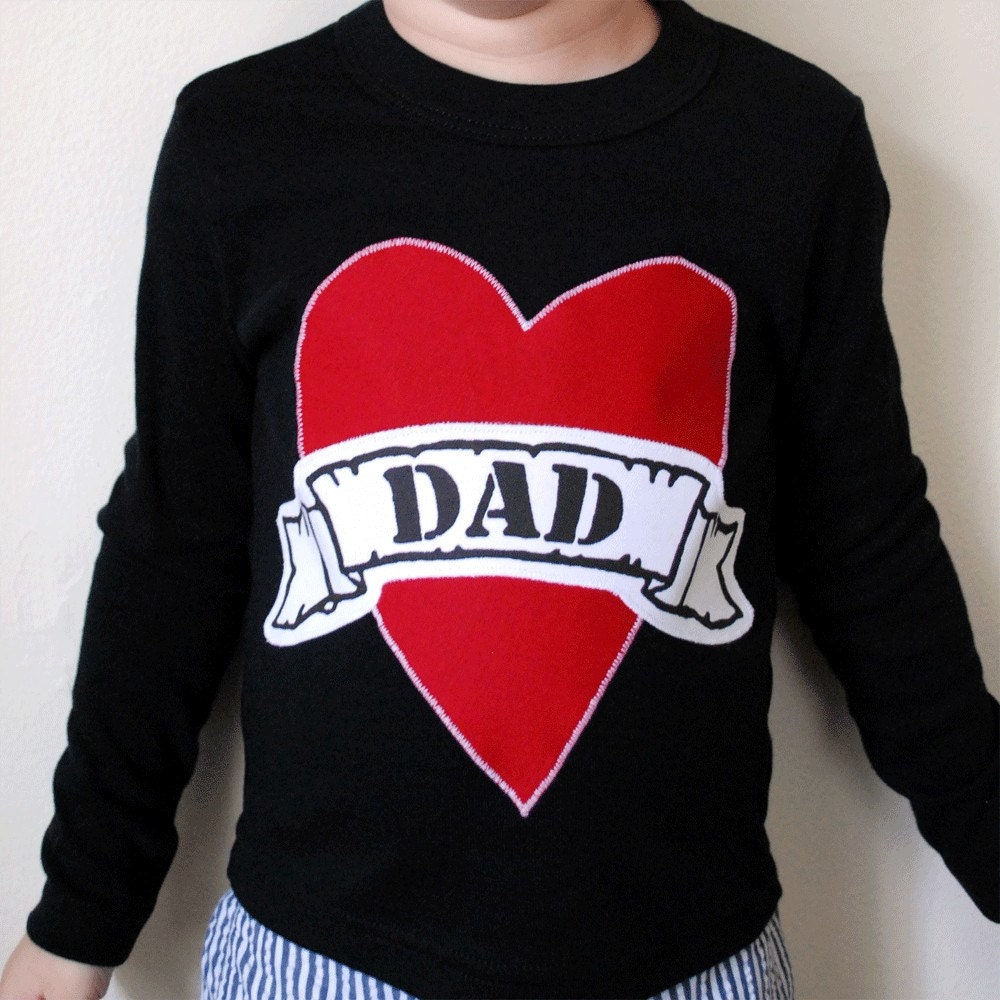 Valentines Day Dad Tattoo- Long Sleeve Shirt Applique- Kids