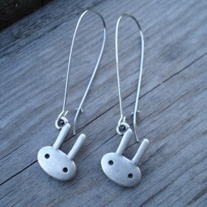 Hello Bunny -- Modern Rabbit Earrings in Silver