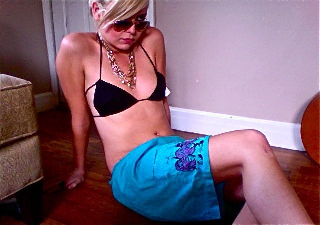 AUTHENTIC CALIFORNIA RAISIN unisex bright blue shorts price reduced was 50 dollars