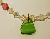 Recycled Antique Glass Pendant with Genuine Swarovski Crystals