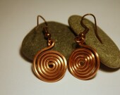Recycled copper swirl earrings, 6/10 inch