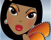 Big Eyed African American Art by Jaishi LARGE 13in x 19in