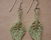Leaf Earrings - Light Green Cotton