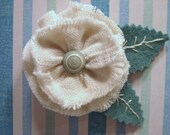 Lovely Linen Frayed Flower Brooch