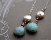 Elena Earrings - Peruvian Opal and Pearls