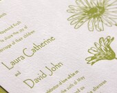 Daisy - Letterpress Wedding Invitation - grass green on white
