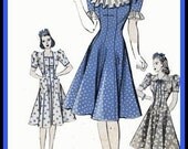 Vintage 40s Hollywood Pattern 1997 Movie Star Ellen Drew Artfully Styled SWING ERA Dance Dress Size 12 Bust 30