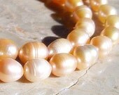 Peach Cultured Rice Freshwater Pearls 7x9mm