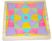 Personalized Mosaic Puzzle - Wooden Quilt Square