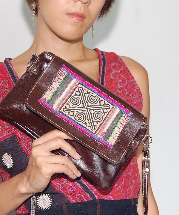 SALE Vientiane in Mahogany  - Leather Clutch - In Stock LAST ONE