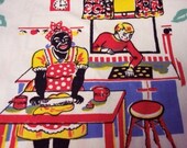 Vintage RARE Black Americana Memorabilia Mammy Aunt Jemima Kitchen Tea Towel Tablecloth