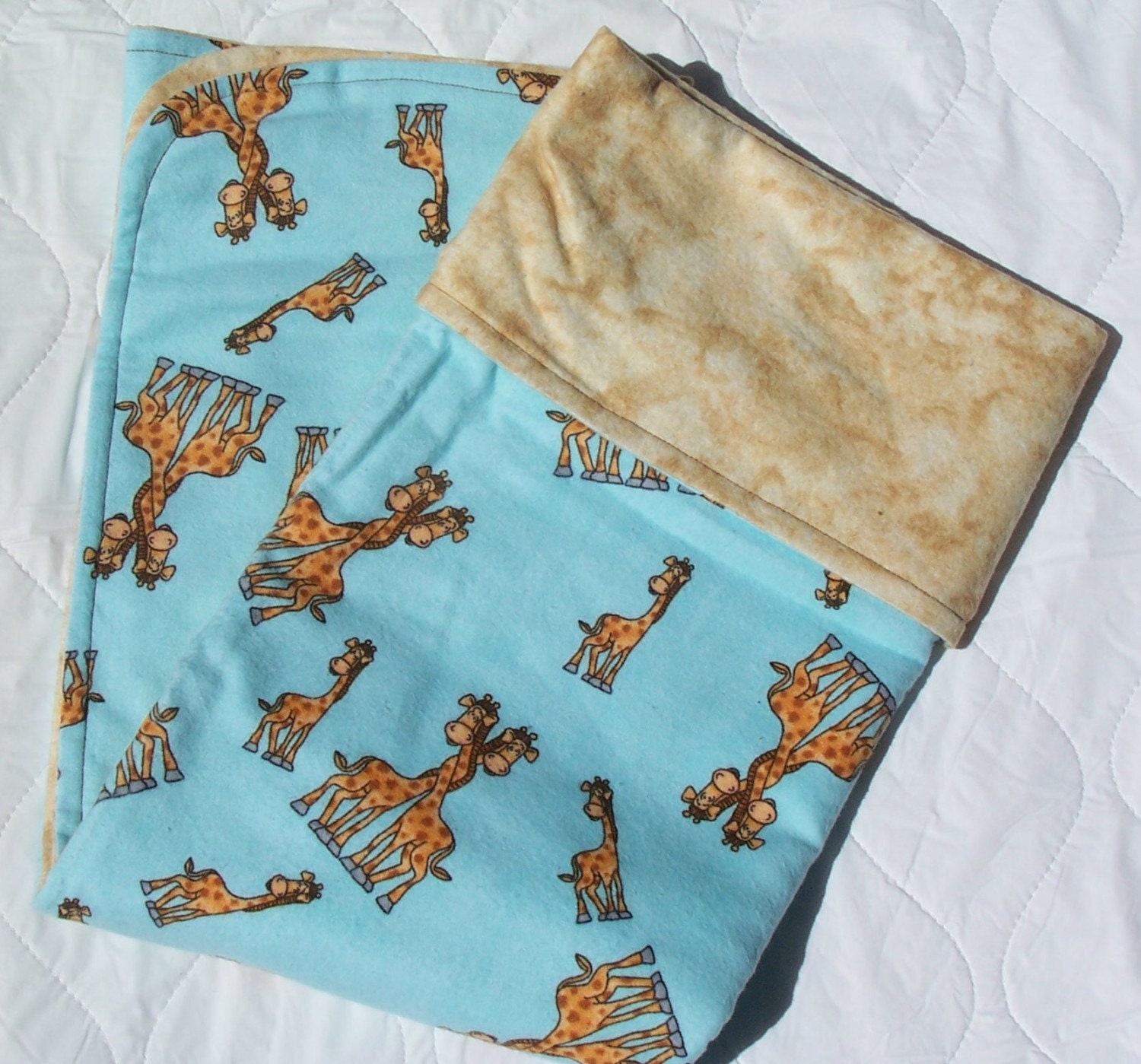 XL Two-Sided Receiving Baby Blanket Giraffe Flannel Print