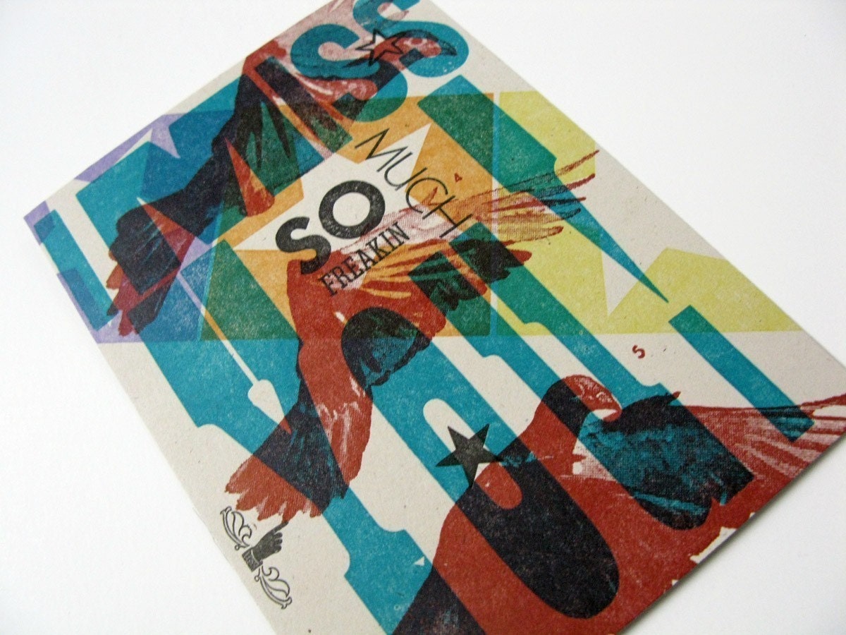 I Miss You So Freakin' Much Letterpress Postcard - HuldraPress
