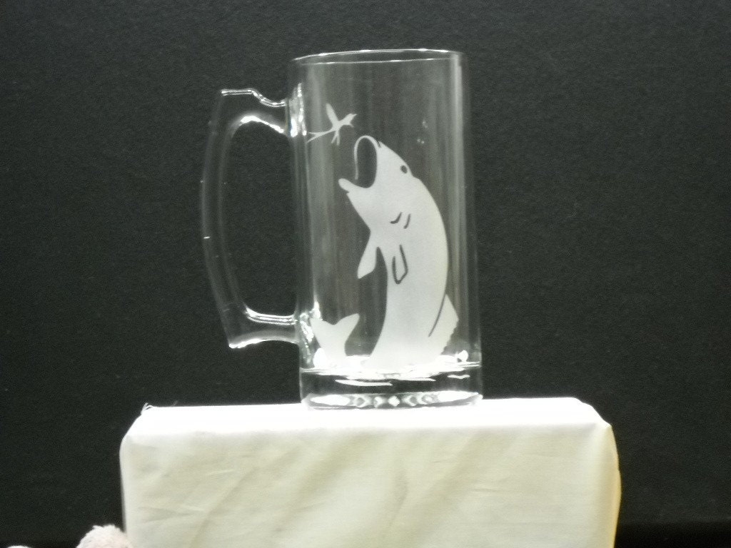 etched big bass beer mug (stein)