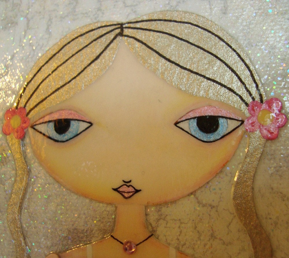 12 x 16 inch Mixed Media Original Painting - Flower Girl