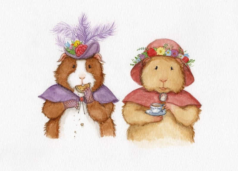 Guinea Pigs at Tea Art Print