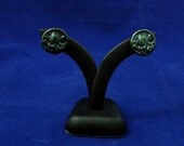 Dark Green Cthulhu Cameo Earrings - Polymer Clay Jewelry