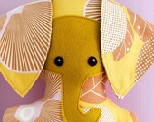Yellow and Pink Elephant Cloth Doll with Apron