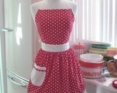 Retro Full Apron Red and White Polka Dot - CHLOE