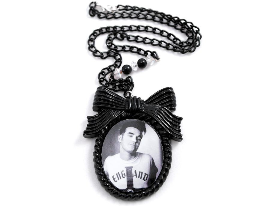 Morrissey Black Resin Cameo Necklace-Crystals and Vintage Beads