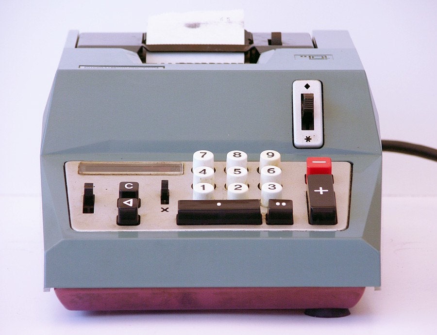 Vintage Blue Olivetti Underwood Adding Machine