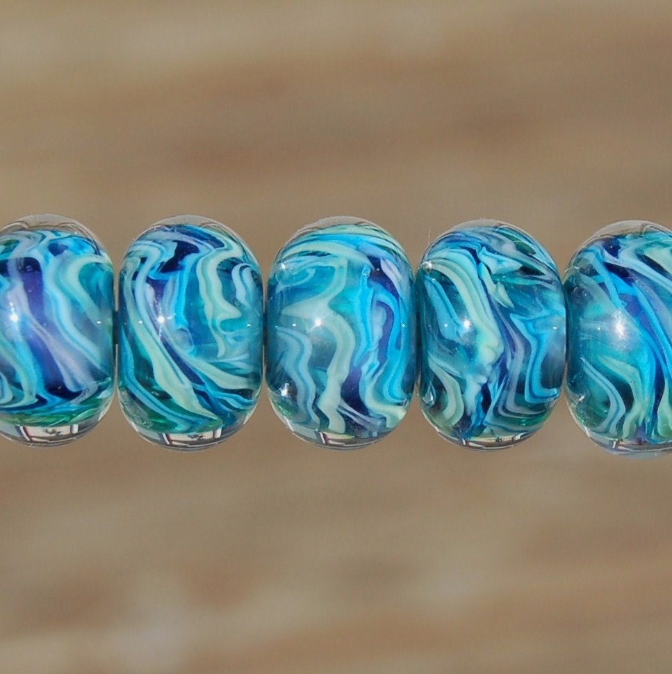 Fantasia - Set of 7 Encased Lampwork Beads - Dan O Beads