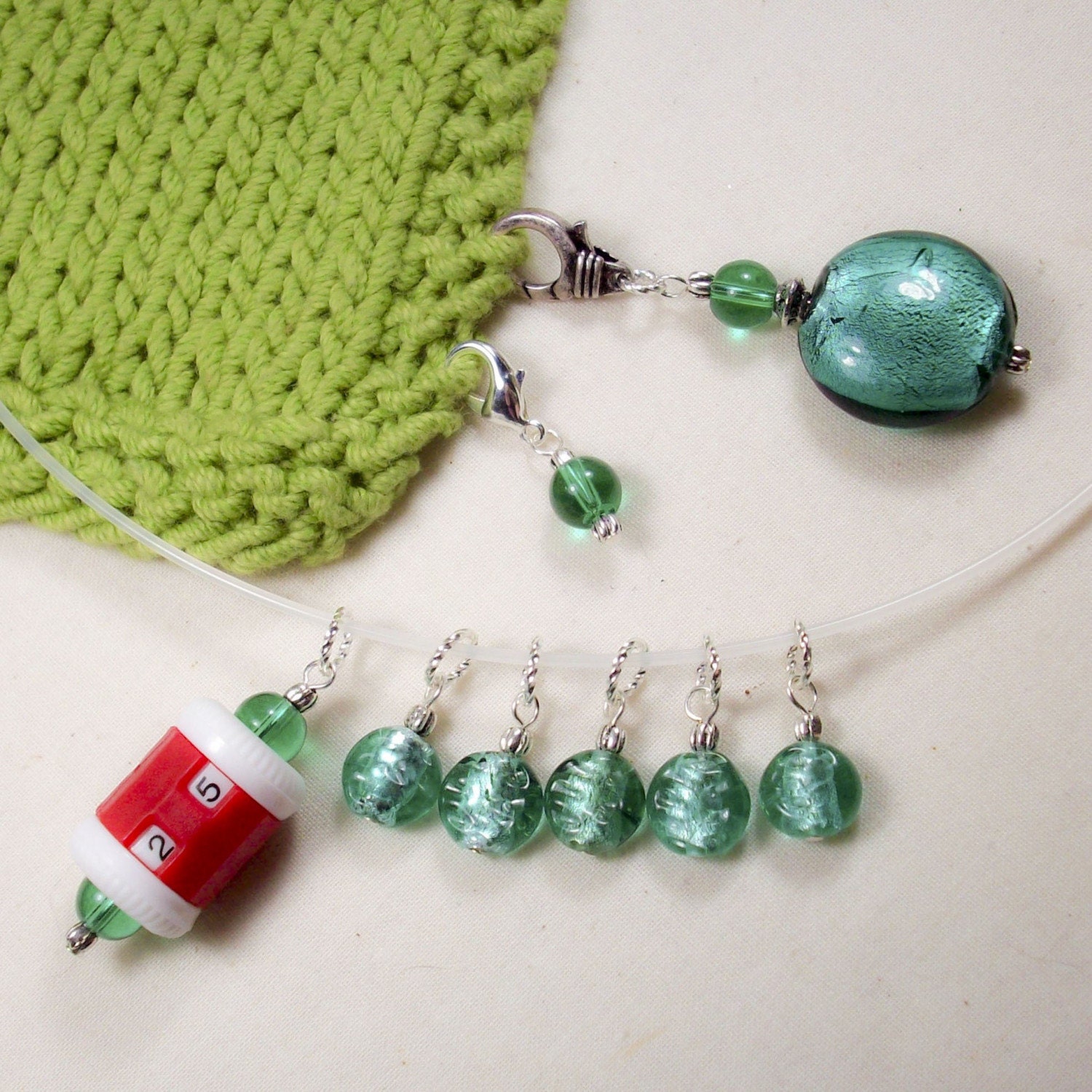 8 Piece Stitch Marker and Row Counter Set - Caribbean H2o