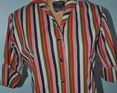 vintage striped blouse 1960s top M