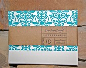 Turquoise Cleo Notecard Letterpress