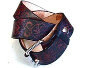 Handmade Leather Belt Vintage Victorian Toile