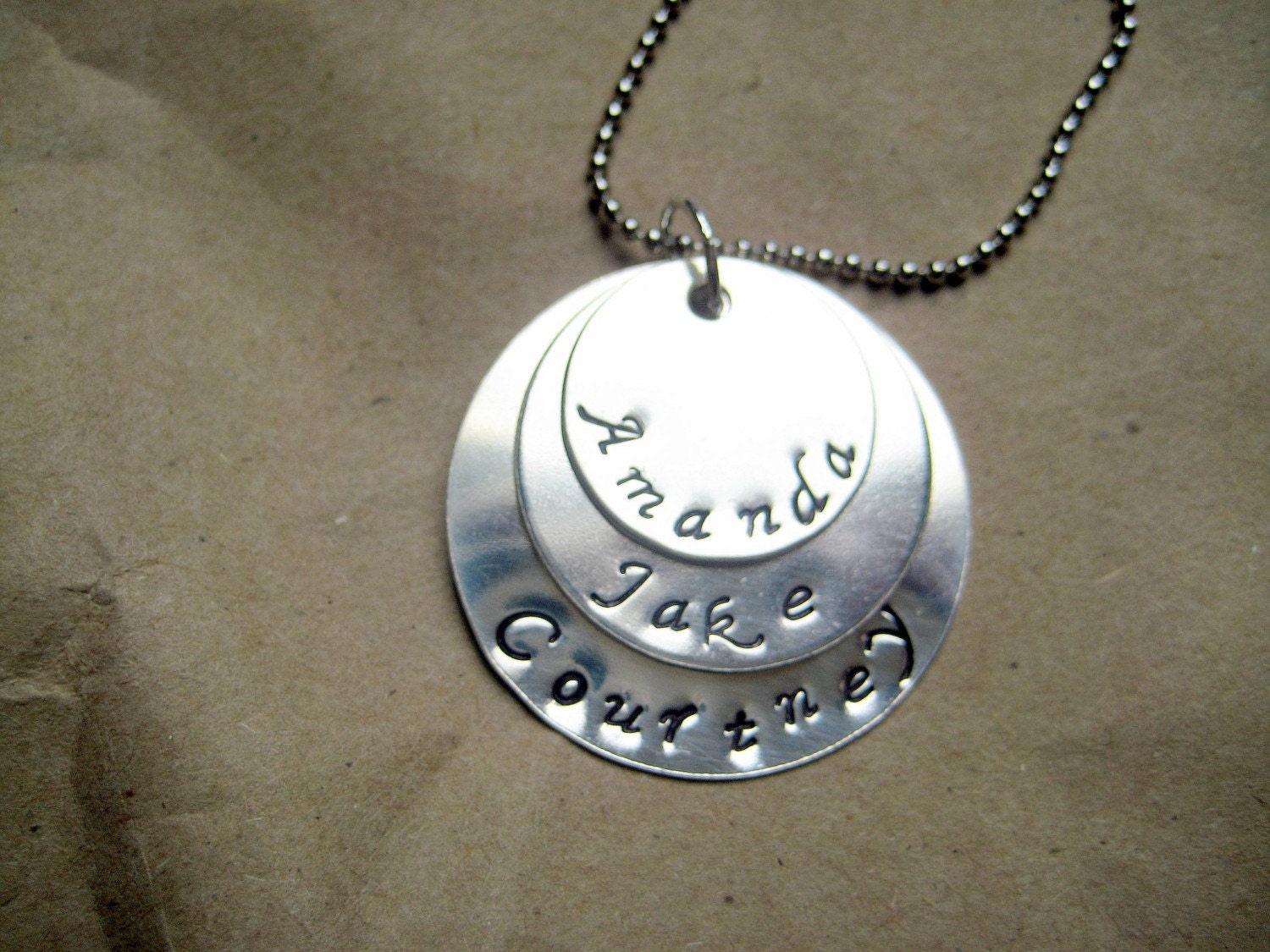 CUSTOM 3 Disk Hand Stamped Necklace