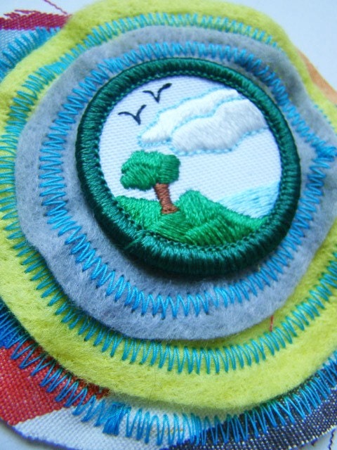 Funky Girl Scout Badge Felt Brooch or Hair Clip