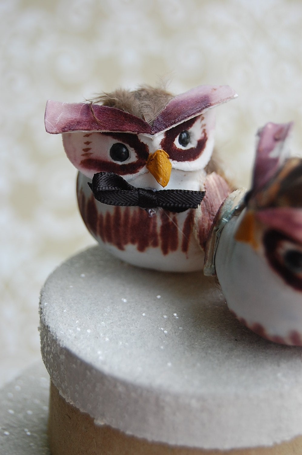 Owl Love Birds Wedding Cake Topper in Fawn