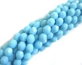 opaque light blue 4mm fire polish czech glass bead strand