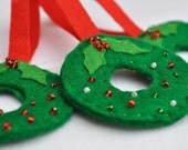 Holiday Christmas Felt Wreath Tree Decoration Set Of 3