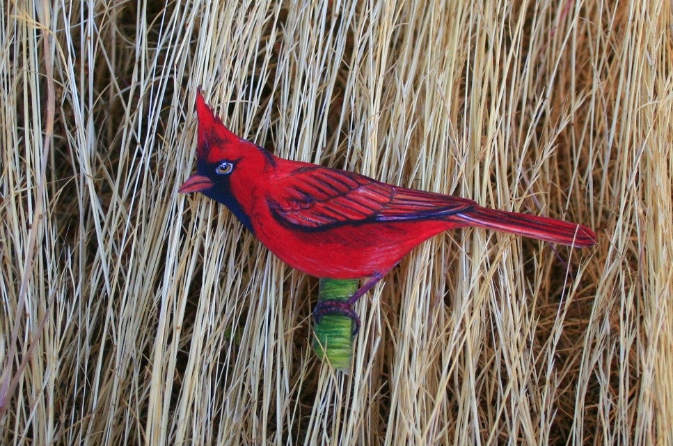 Red Cardinal brooch/ pin