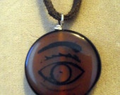 The Eye  Necklace Carnelian Eyebead on SS and Leather