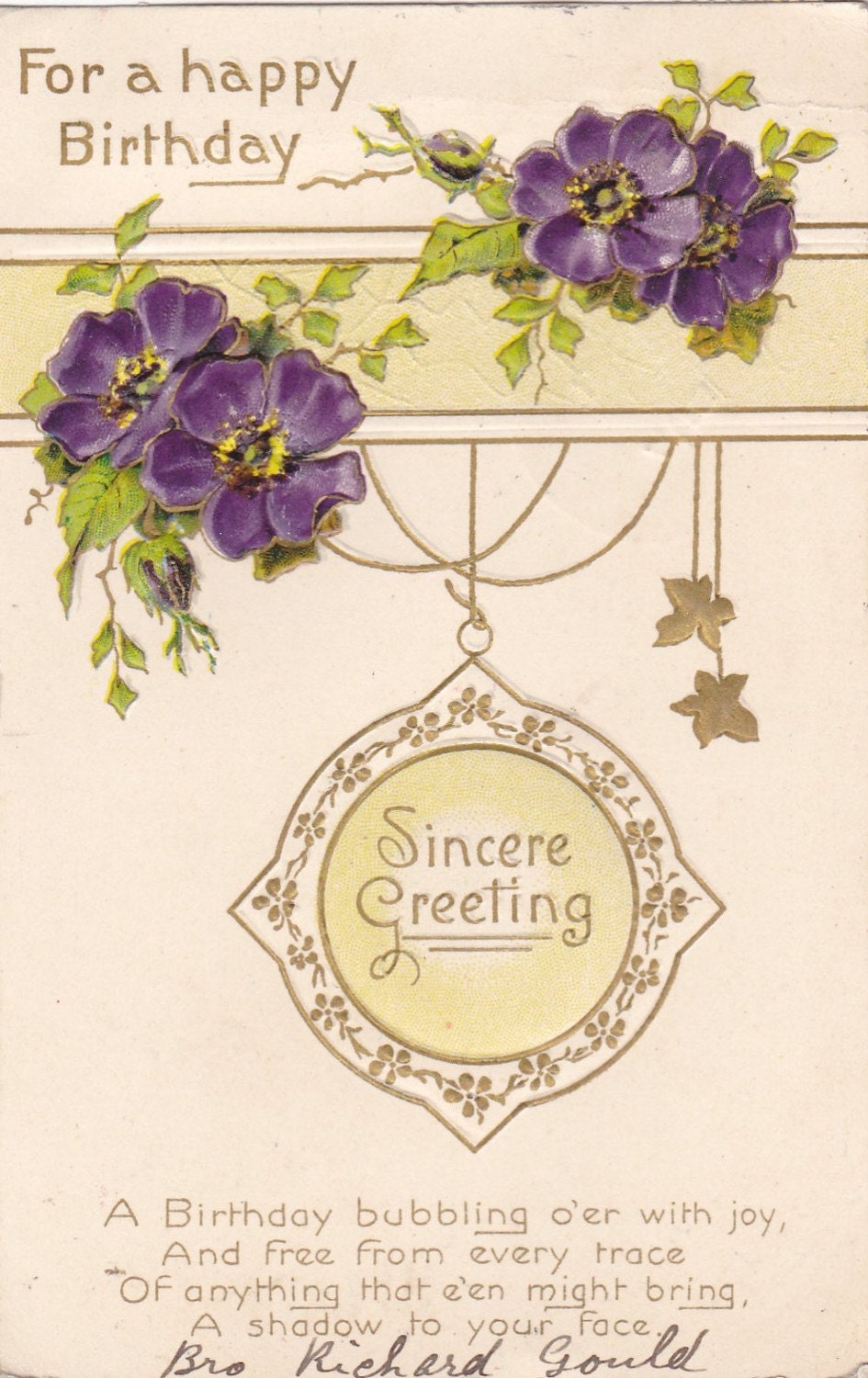 Vintage Birthday Post Card Early 1900s bd020