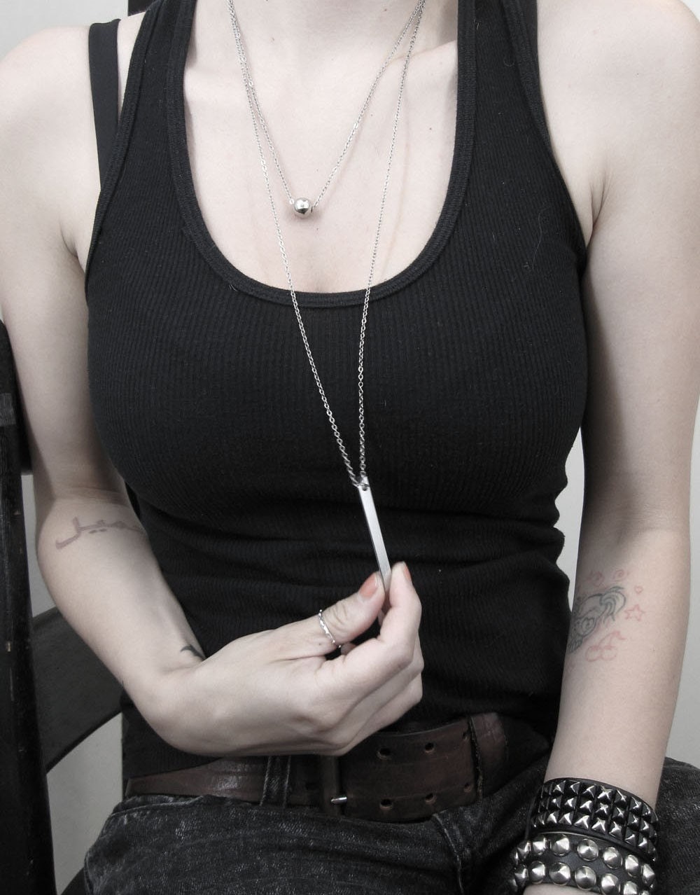 Double Geometric chain Necklace