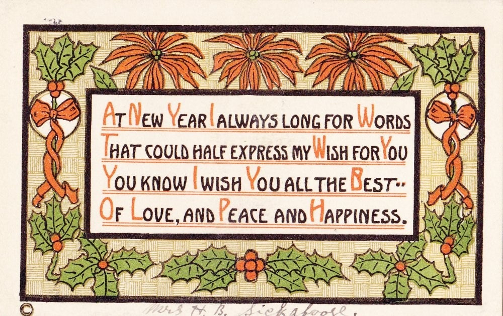 Vintage New Years Post Card Early 1900s bd061