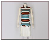 Vintage 60s Mini Dress in Mod Colorblock Stripes -Cute Cute Cute  (Small)