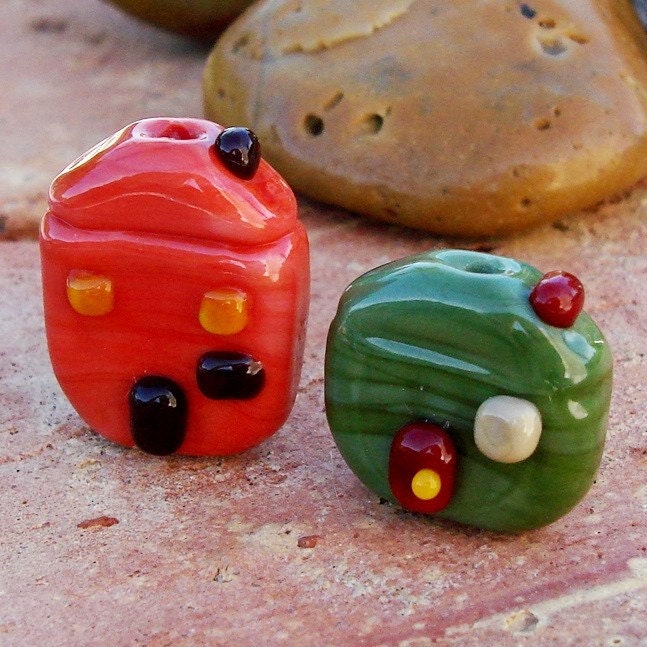 SALE - MI CASA - Handmade Lampwork Miniature Home Beads