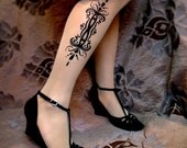 sexy TATTOO 01 thigh-high socks LIGHT MOCHA