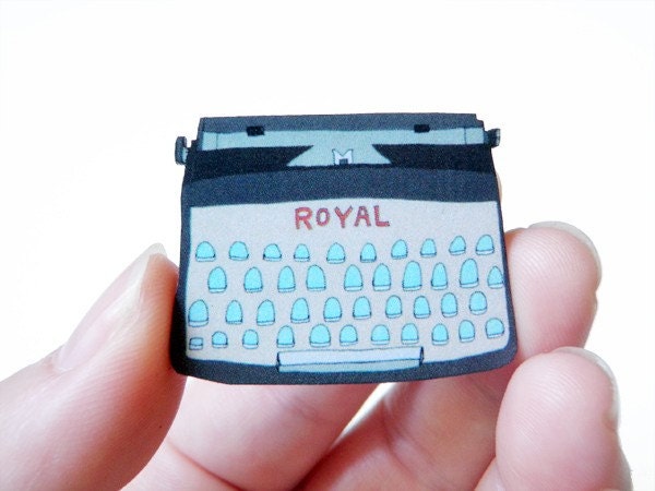 Typewriter Wood Pin - Black