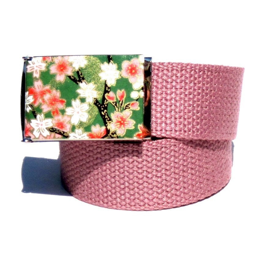 Obi Belt Buckle - preppy plum blossoms (Buckle Only) Vegan Friendly Belts
