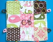 Personalized Lovey Girl Blanket  with Hand Embroidery and Knotties by Dolce Dreams