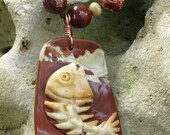 Red Jasper Fossil Fish Necklace