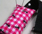 Wrist Emery Pincushion / Pin Cushion  - Red Gingham PicnicTablecloth with Ants