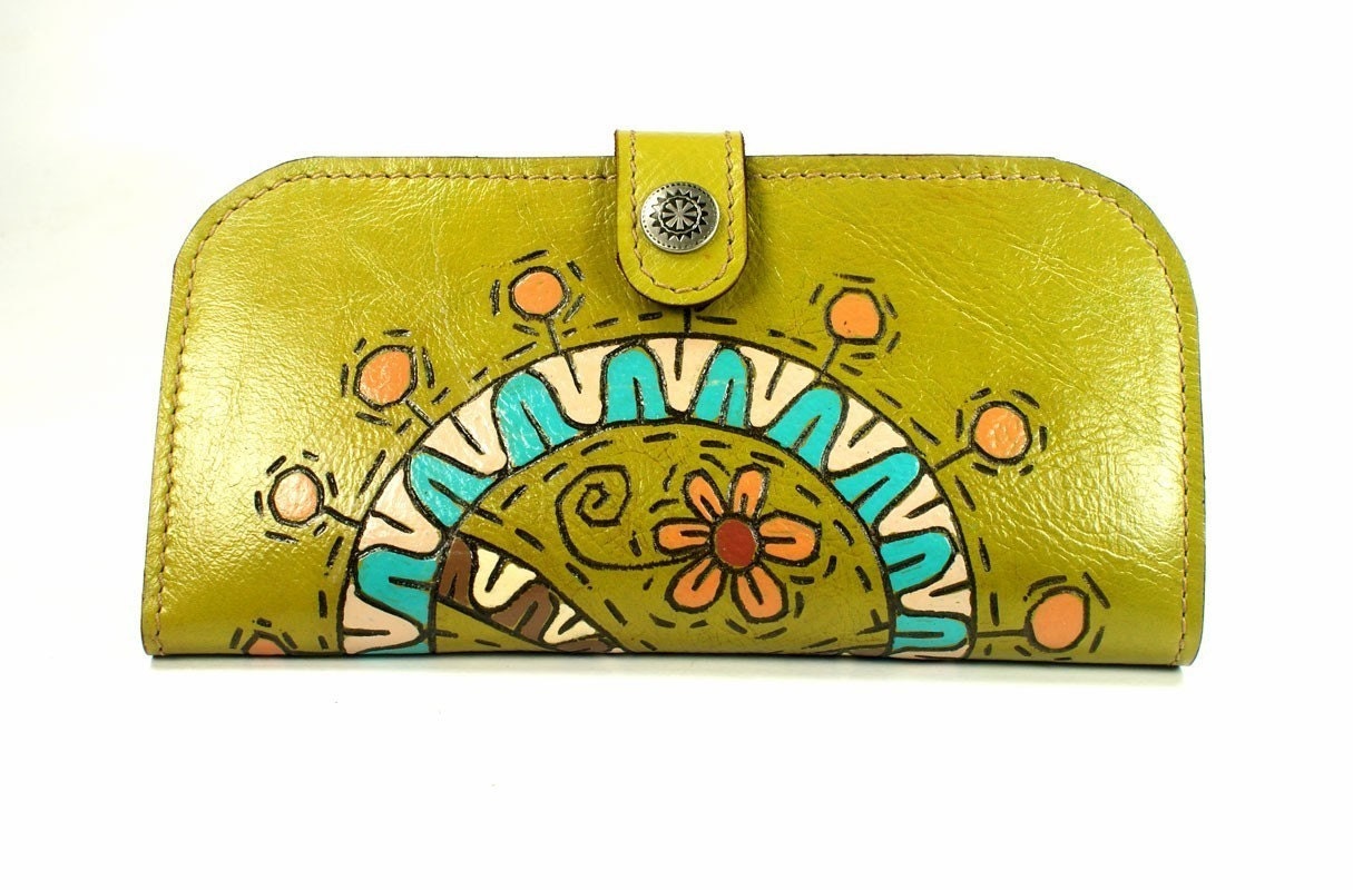 Wallet Leather - Lovely Lime Flower