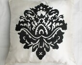 Damask  Black and off white Cushion Cover 18 inch decorative throw pillow